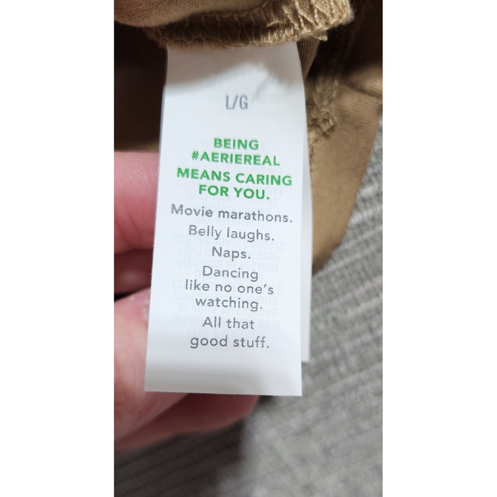 Aerie Tan Brown Off The Shoulder Crop Top Sleeveless Folded Neck Size L NEW - Picture 8 of 9